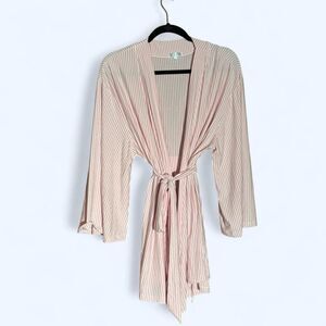 Lake Women's Pink and White Striped Modal-Blend Robe - XL